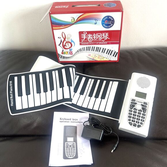 61 Keys Roll Up Soft Silicone Electronic Piano Keyboard Built-in Speaker - Picture 6 of 7